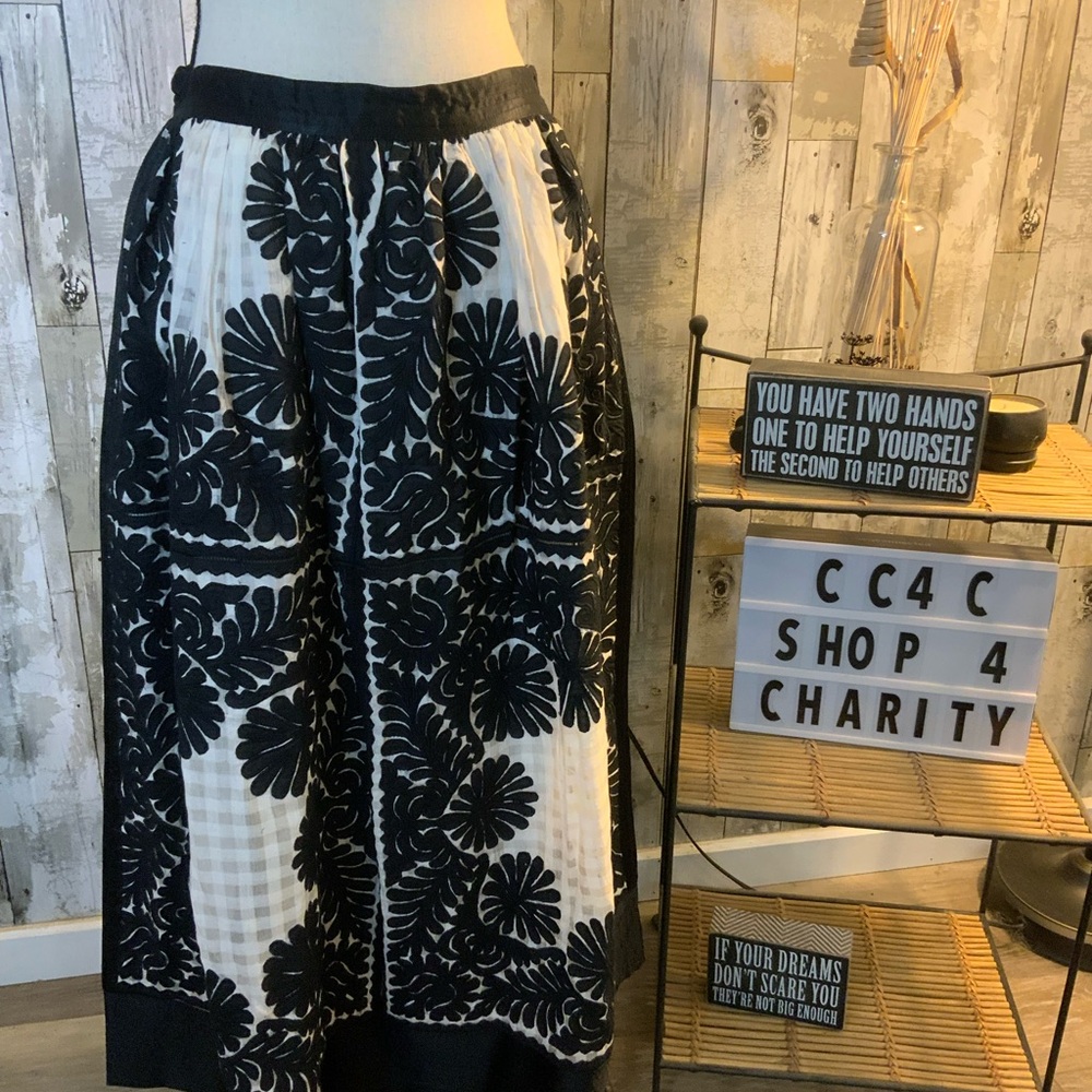 Ulla Johnson Black and White Midi Skirt